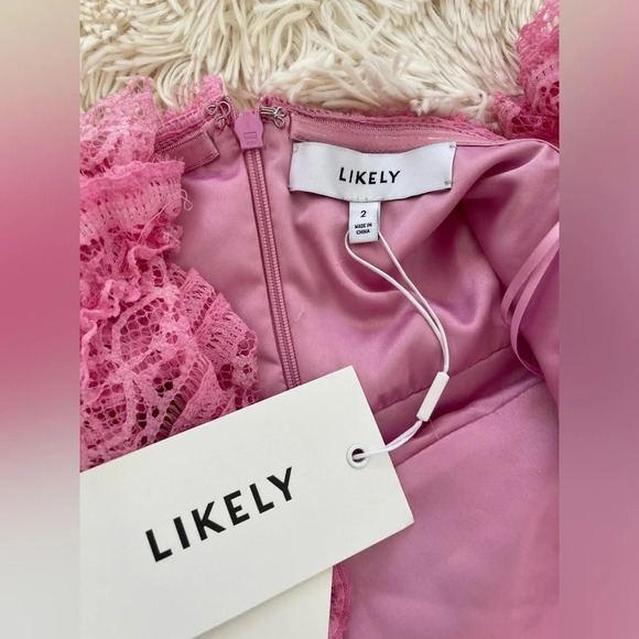 NWT likely Milaro midi Dress off shoulders bodycon lace in Pink Sugar size 2 - Picture 12 of 14